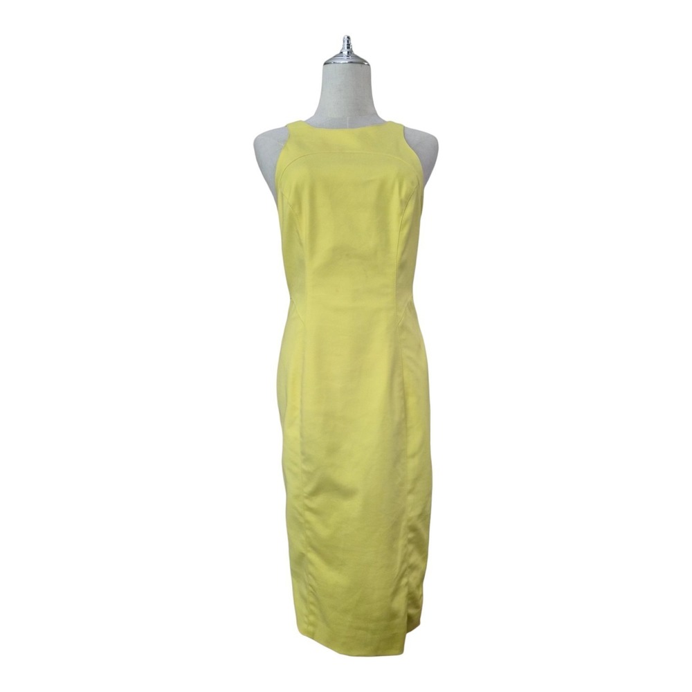 Veronica Beard Yellow Cutout Racerback Midi Sheath Dress Size 6 Made in USA